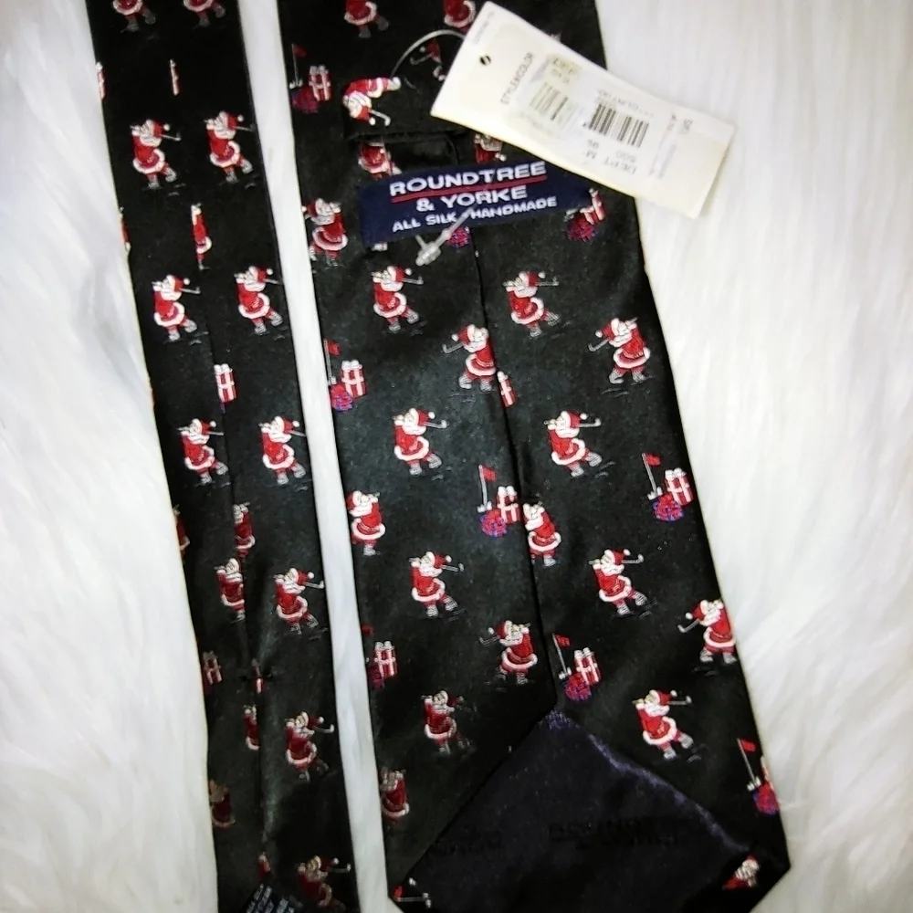 NWT Santa Christmas Golf Silk Tie 58